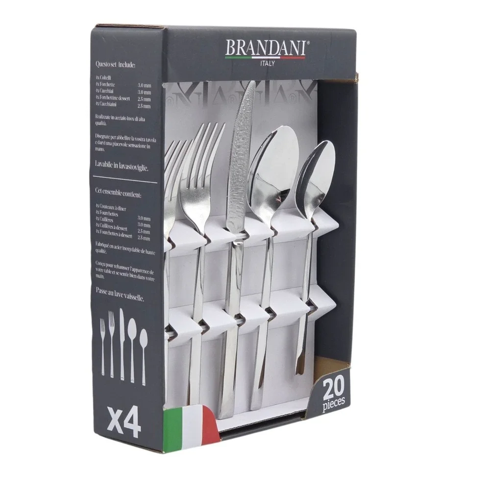 Brandani Italy 20-Piece Stainless Steel Flatware Silverware Set